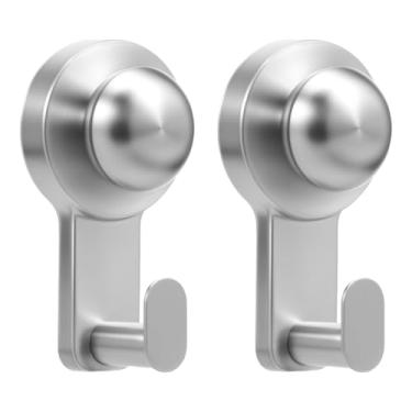 Imagem de ZJRDYYK Pacote com 2 ganchos de ventosa, ganchos de ventosa a vácuo de aço inoxidável para espelho de chuveiro de cozinha, janela de vidro RV (prata)