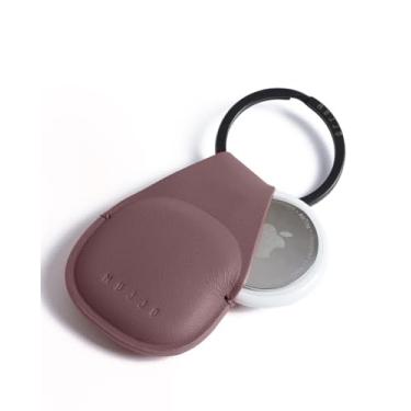 Imagem de Mujjo Capa de chaveiro de couro para AirTags, design durável e luxuoso, ajuste seguro, couro premium, vermelho bronze