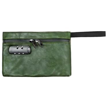 Imagem de ZJRDYYK Bolsa à prova de cheiro com trava de combinação, bolsa pequena de 24,5 cm x 16,5 cm com código, bolsas de mão pequenas com zíper de bloqueio, Verde