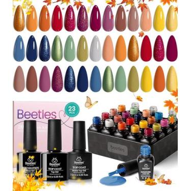 Imagem de Conjunto de esmaltes de gel para unhas Beetles Fall 20 cores com base 