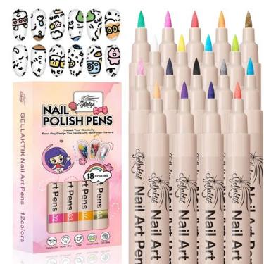 Imagem de Conjunto de canetas de arte para unhas GELLAKTIK, marcadores de tinta 