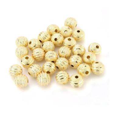 Imagem de Colar de contas de metal de ouro solto para brincos pulseira pingente de tornozeleira Mala Yoga Meditation Chakra Jewelry Making Findings, 6mm (0.24 inch), 50