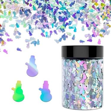 Imagem de Boneco de neve de 50 g de 8 mm】 Glitter holográfico grosso, glitter LightStone Sparkles, glitter a granel para artesanato, resina, pintura, arte de unhas, cabelo, copos, geleca, decoração de festivais