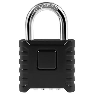 Imagem de Cadeado externo com combinação de 4 dígitos, cadeado resistente à prova de intempéries com código, combinação de cadeado redefinível, cadeado externo para armário de academia, cerca, portão, unidade