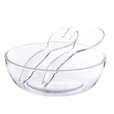 Imagem de Conjunto Saladeira + Talheres Acrílico Transparente Kenya