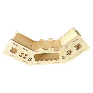 Imagem de Ioensy Rampa de escalada para toca de hamster de madeira, túnel, 30x6,5x12 cm, resistente, multifuncional, para decoração de paisagem, gaiola, espaço para