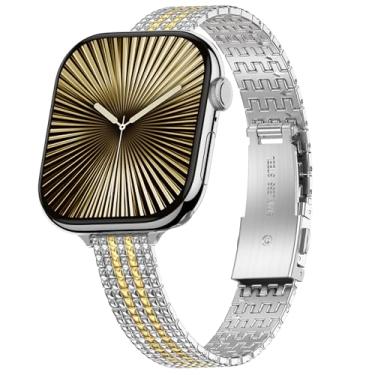 Imagem de BAITEYOU Pulseira de metal fina compatível com Apple Watch Ultra séries 3/2/1 de 49 mm, 46 mm, 45 mm, 44 mm e 42 mm (série 3/2/1) para Apple Watch Ultra 3/2/1 séries 11 10 9 8 7 6 5 4 3 2 1 SE3/2/1