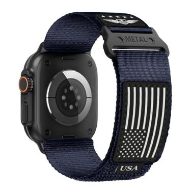 Imagem de Pulseira masculina de nylon resistente para Apple Watch séries 11/10/9/8/7/6/SE/5/4/3/2/1, de tecido macio, ajustável, estrelas, listras, bandeira para Apple Watch SE 3/2/1 de 42 mm, 41 mm, 40 mm, 38