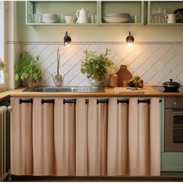 Imagem de Cortina de PVC para Pia de Cozinha Impermeável Proteção Contra Água e Gordura 1,40x0,80 e 2,80x1,40 (Bege, 1,40 m x 0,80m)
