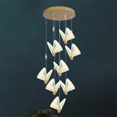 Imagem de Lustre De Borboleta Luminária De Sala De Jantar 8 Luzes Ilha De Cozinha Pingente De Luz 4500k 40w Moderno Led Colorido Acrílico Borboleta Lâmpada, Colourful, 8-Heads Round Ceiling