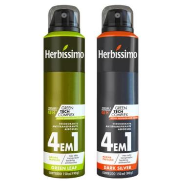 Imagem de Kit Desodorante Aerossol Herbíssimo Green Leaf E Dark Silver 150 Ml  D