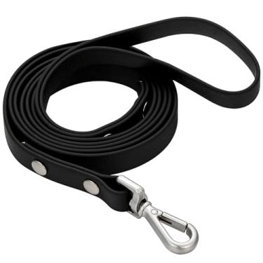 Imagem de Coleira longa impermeável para treinamento de cães de 4,5 m ao ar livre de PVC, ótima para treinamento de cães grandes, médios e pequenos, para praia, quintal, brincadeiras, acampamentos (preta