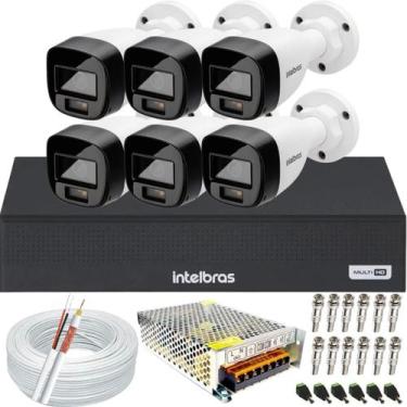 Imagem de Kit 6 Câmeras Intelbras Vhd 1220 B Full Color Dvr Intelbras Mhdx 1108c
