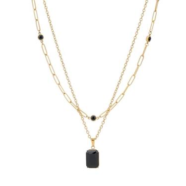 Imagem de TaYolnFaSo Colar com pingente de pedra do mês de nascimento em camadas, banhado a ouro 18 quilates, corrente com clipe de papel, coração, corte esmeralda, joia verde, presente de aniversário para