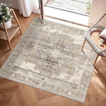 Imagem de RUUGME Tapete macio 3x3 para sala de estar – Tapetes para quarto resistente a manchas, tapetes tribais vintage para mulheres casadas de meia-idade no quarto cozinha com suporte antiderrapante