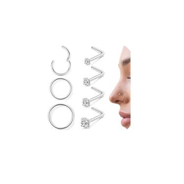 Imagem de Incaton Anéis de nariz de 18 g e 20 g para mulheres, aço inoxidável cirúrgico 316L hipoalergênico articulado segmento clicker segmento septo nariz argola hélice cartilagem daith tragus dorminhoco