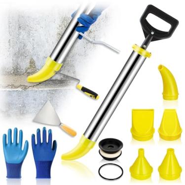 Imagem de Otoolling Pistola de argamassa apontada com ferramentas de rejunte de aço inoxidável Pistola de calafetagem de cimento Ferramenta de argamassa com 5 bocais para instalação de azulejos, vedação e