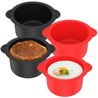 Imagem de FALESOUL 4 moldes de silicone para fritadeira a ar, ramequins de silicone antiaderentes de 9,9 x 6,6 cm para fritadeira a ar, fritadeira a ar, copos de ovo escalfado, acessórios de fritadeira a ar