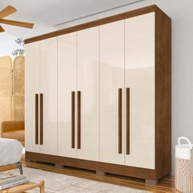 Imagem de Roupeiro Casal 6Pts 2Gav Moderno Ester Freijó/off - M.a