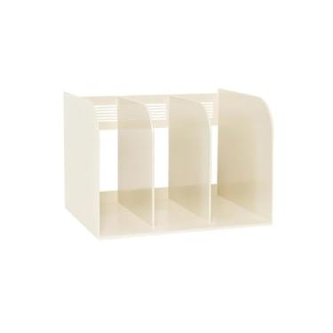 Imagem de Organizador de arquivos de mesa Porta-pasta para revistas, organizador de documentos com 3 compartimentos, armário arquivos e prateleira(Branco)