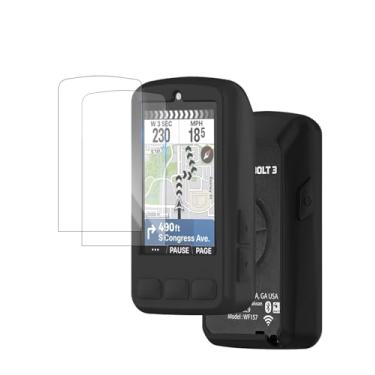 Imagem de Protetor de tela para computador Wahoo ELEMNT Bolt V3 GPS para ciclismo/bicicleta (pacote com 2) e capa de silicone macio, antiarranhões, antivibração e transparente, cobertura total de alta definição