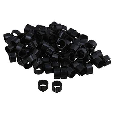 Imagem de Sevender 100 peças de faixas de perna de pássaro de plástico em branco para pintinhos de papagaio pombo, anéis de clipe de pato, anel preto de 8 mm