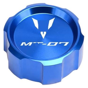 Imagem de Tampa do reservatório de fluido de freio dianteiro traseiro tampa de enchimento de óleo tampa de válvula de pneu compatível com MT07 MT-07 MT 07 FZ07 2015-2020 2021 2022 2023 (azul traseiro)