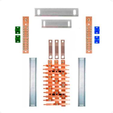 Imagem de Kit Barramento Trifásico 150A para 22 Circuitos com Placa de Policarbo