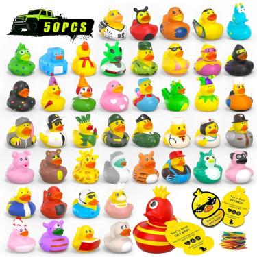 Imagem de Rubber Ducks BOZILY 150 unidades com etiquetas para banho e andar de jipe