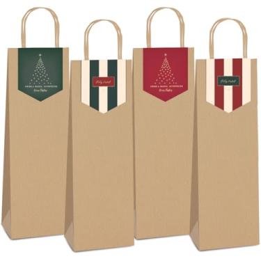 Imagem de Sacola de Presente para Garrafa, Natal com Fecho Magic, Embalagem com 10 Unidades, Cromus