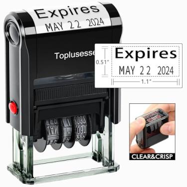 Imagem de Toplusesse Carimbo de validade com carimbo de data autotintado com frase de borracha para escritório e carimbo de data para negócios 12 anos com tinta preta