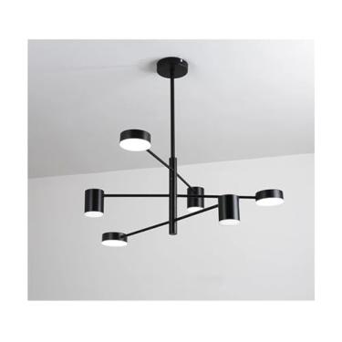 Imagem de Designer de lustre preto - Lustre de ferro forjado minimalista LED Sala de estar Quarto AC90-260V Iluminação interna para casa, lâmpadas de lustre