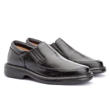 Imagem de Sapato Anti Stress Couro Ortopédica Diabético Palmilha Gel (Preto, BR, Adulto, Numérico, 42)