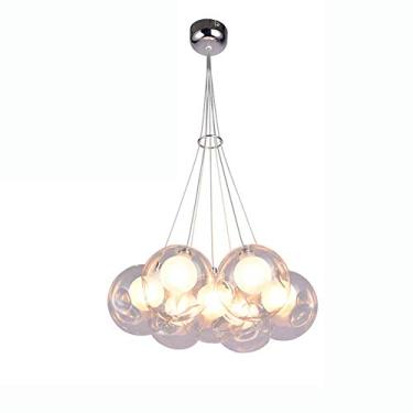 Imagem de Luminária pendente, luminária pendente LED, lustre de bola de bolha de vidro branco, sala de estar criativa para crianças, sala de estar, sala de jantar, quarto, loja de roupas, lustre de es