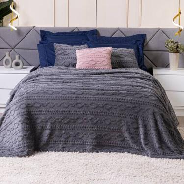 Imagem de Cobertor Manta Zurique Trançado Avulso CASAL Dupla Face Mantinha Plush
