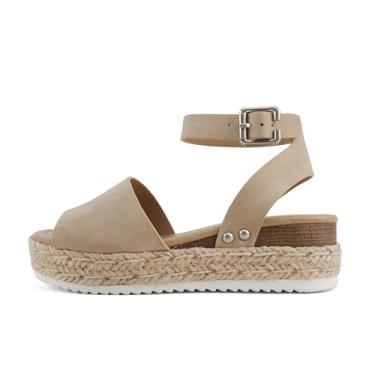 Imagem de Sandálias Soda infantis/infantis/meninas Topic-IIS Espadrille Plataforma Plataforma Plataforma Plataforma Bico Aberto, Taupe Gray, 2 Little Kid