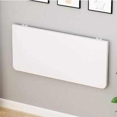 Imagem de Mesa de jantar montada na parede, mesa de jantar montada na parede de madeira maciça que economiza espaço, bancada de trabalho invisível para cozinha, varanda, quarto, 100 x 50 cm, branco