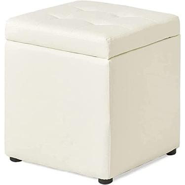 Imagem de Banqueta para pés pufe de poliuretano para armazenamento, baú de brinquedo à prova d'água, com banco de armazenamento de esponja de alta elasticidade, baú de armazenamento de apoio para os pés