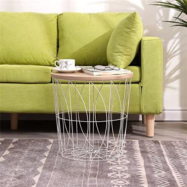 Imagem de Mesa lateral de ferro pequena mesa de centro mesa de centro sala de estar sofá mesa lateral pequena mesa redonda (cor: E, tamanho: 39 * 38,5 * 40 cm) (E 39 * 38,5 * 40 cm)
