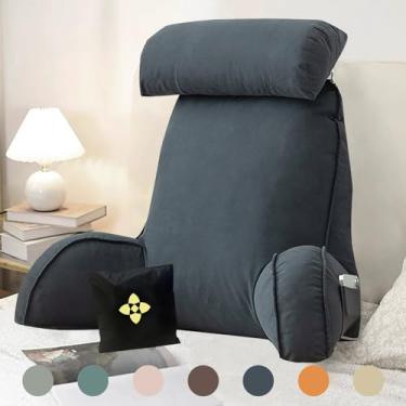 Imagem de Almofada de leitura para cama, almofadas de apoio para as costas para sentar na cama, sofá, almofada de apoio para as costas, almofada de apoio lombar macia, almofada de cabeceira e encosto com braços