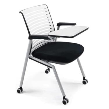 Imagem de Cadeira de escritório respirável de metal com apoio de braço e cadeiras de rodas para escritório, cadeira de escritório ergonômica dobrável