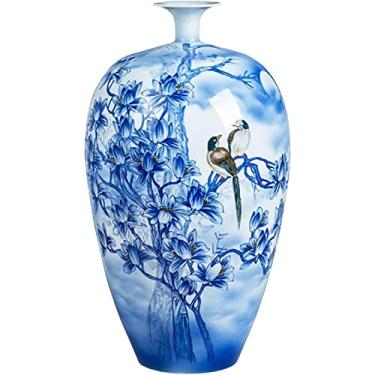Imagem de Vaso de flores vaso de cerâmica 55 cm grande decoração de porcelana azul e branca vaso de flores para casa sala de estar quarto casamento arranjo de flores vasos decorativos, vaso de flores, decoração
