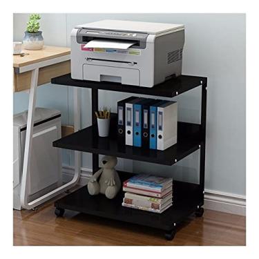 Imagem de URGDWEKJY Suporte de impressora de chão com estrutura de metal para mesa de armazenamento, armazenamento de 3 camadas, multifuncional, impressora, copiadora, scanner, prateleira, suporte para