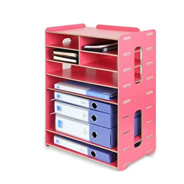 Imagem de FTOQWZXV Mesa de impressora de madeira multicamadas suporte de impressora de documentos multifuncional armário criativo desktop escritório prateleira para impressora (E)