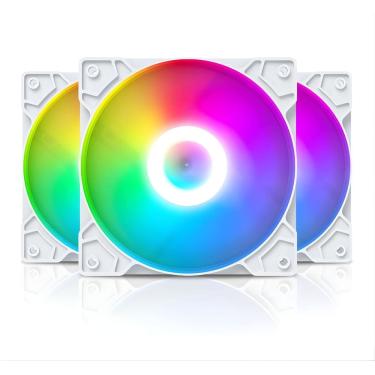 Imagem de Kit 3 Cooler Fan Snaker Shadow ARGB 120mm Silencioso Branco