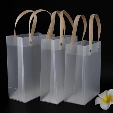 Imagem de Kit 12 Sacolas De Plástico Transparente Fosco Para Presentes Decoração Lembrancinha(Sacolas G - 20x25x7 cm)