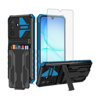 Imagem de Asuwish Capa de telefone para Samsung Galaxy A17 5G/A26 5G com protetor de tela de vidro temperado e suporte fino para cartão de crédito acessórios de celular A 17 17A 26 26A LTE mulheres homens azul