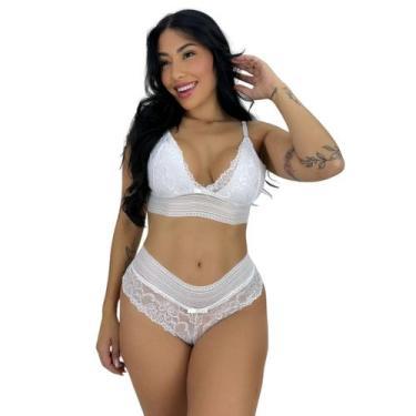 Imagem de Conjunto Lingerie Renda Transparente Sem Bojo Feminino Elegante Confor