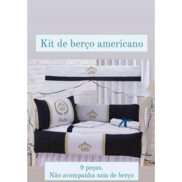 Imagem de Kit berço 100% algodão preto com branco - Encantos Baby 