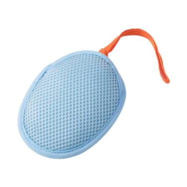 Imagem de Fxzqgnh Saco de Sabonete de Malha, Pendurado, Portátil, com Cordão, para áreas Externas, Chuveiro, Banho, Férias, Azul, Tamanho real